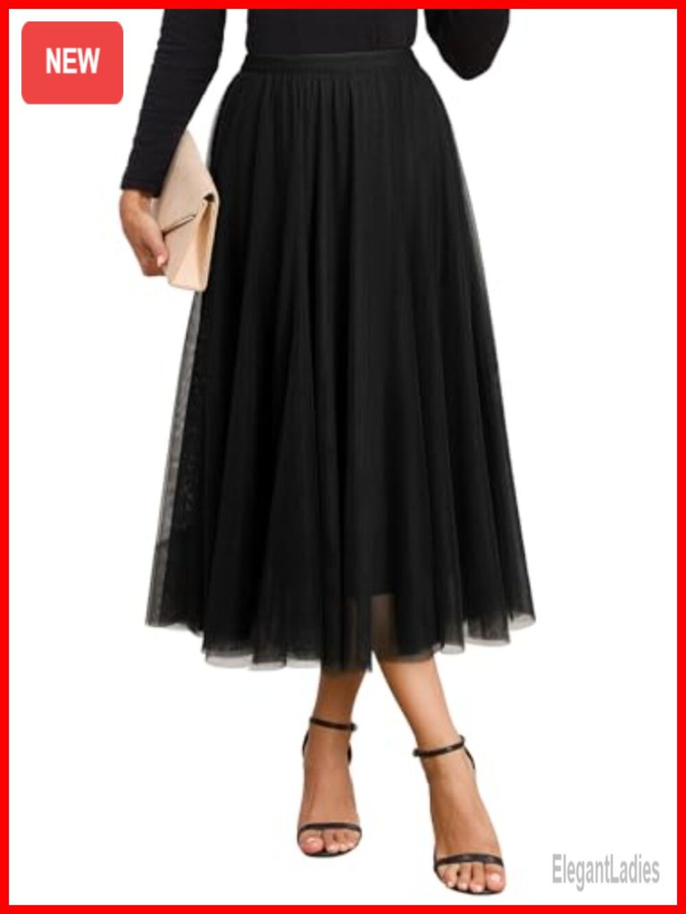 Tulle Skirt Elastic High Waisted A-Line Layered Flowy Long Midi Skirt Date Night